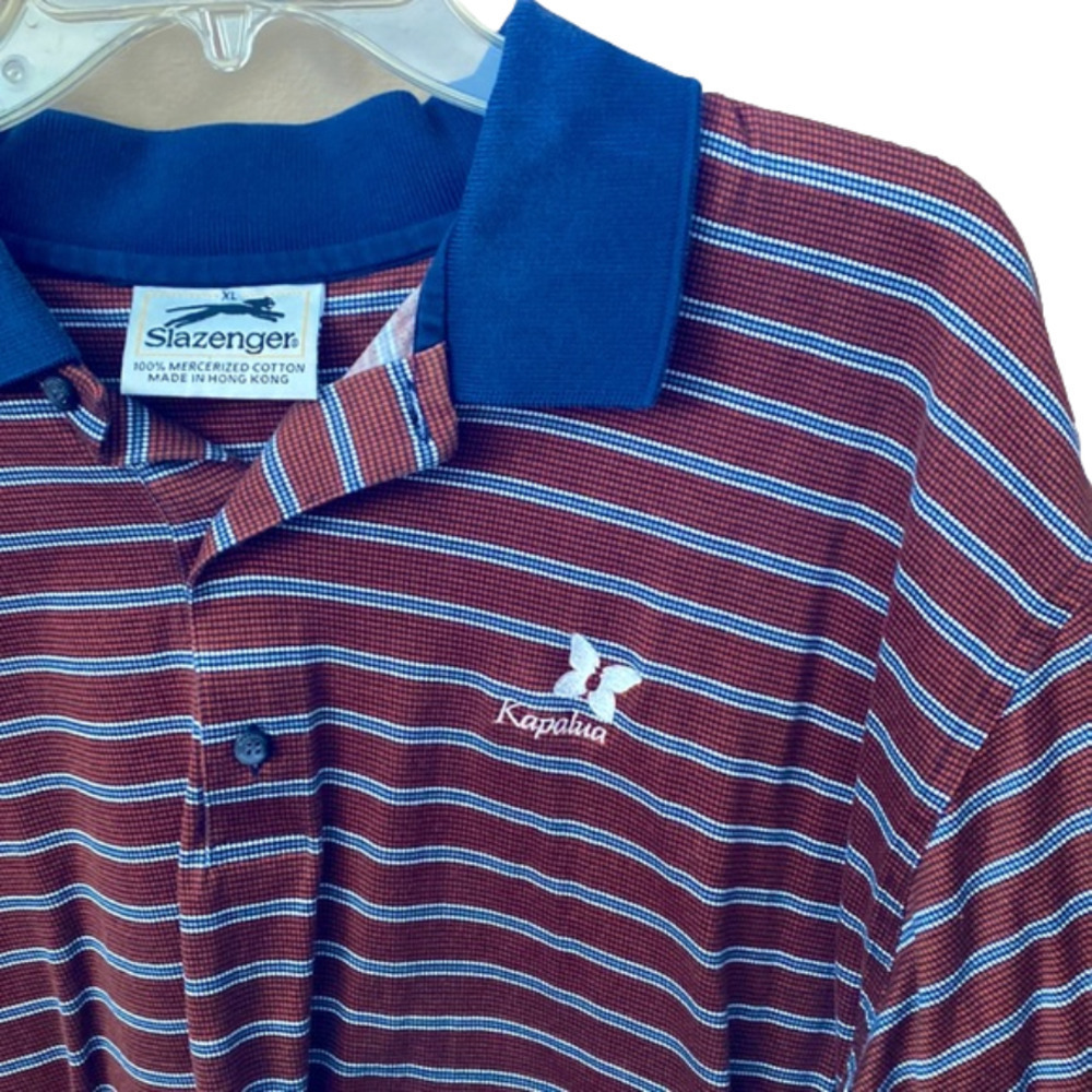 SLAZENGER brown striped golf ⛳️ polo Kapalua Maui